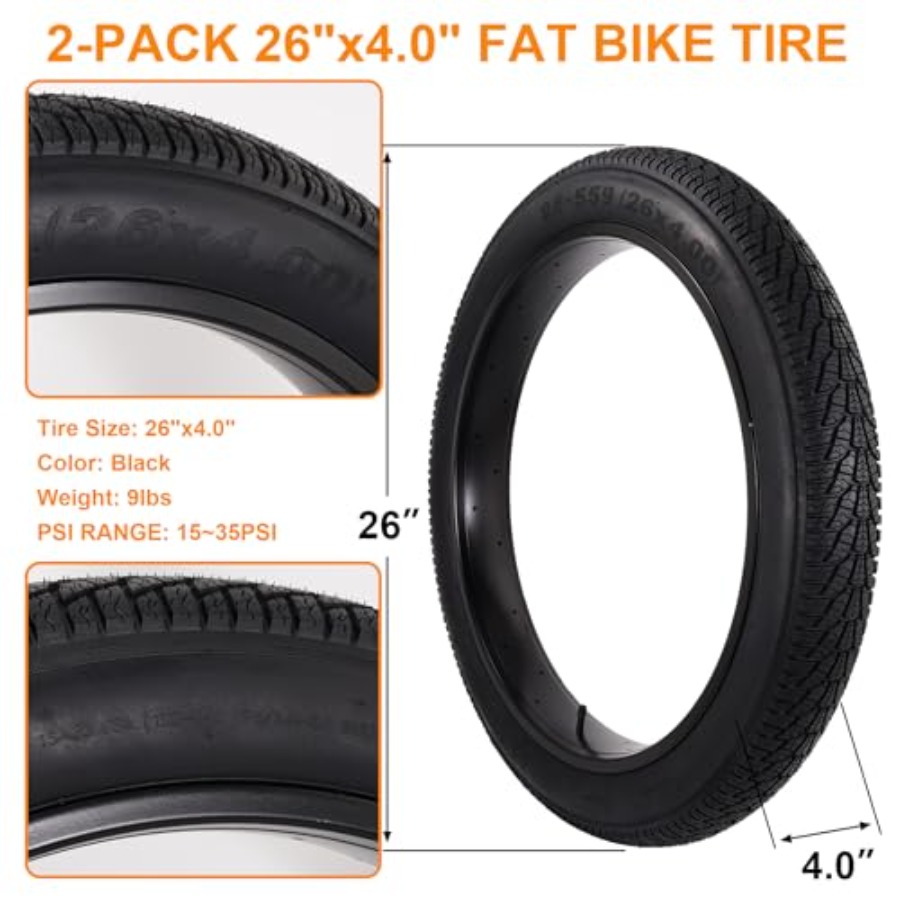 2-Pack 26x4.0 Fat Bike Tire, 2 - огляд і ціна Mountain Biking Tube
